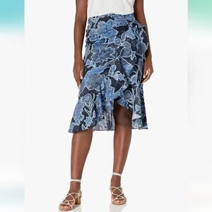 Parker Women's Knee Length, Drew Skirt marine safari sz10 ruffle flower print